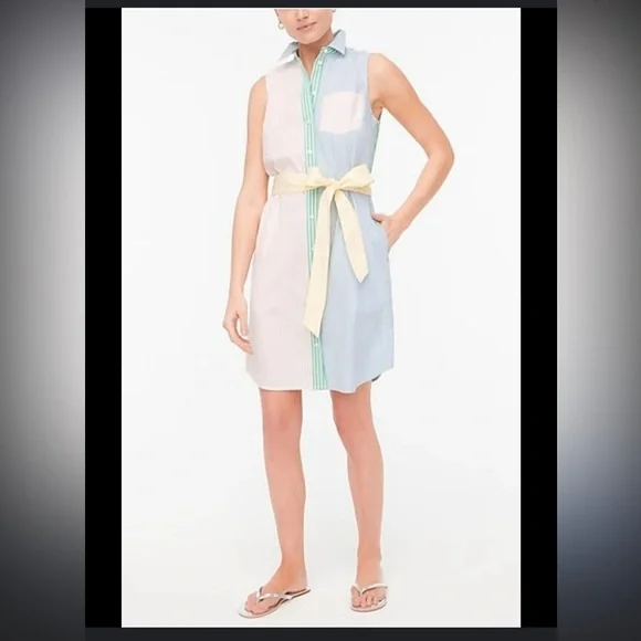 J. Crew Pastel Striped Belted Midi Dress - Picture 4 of 7